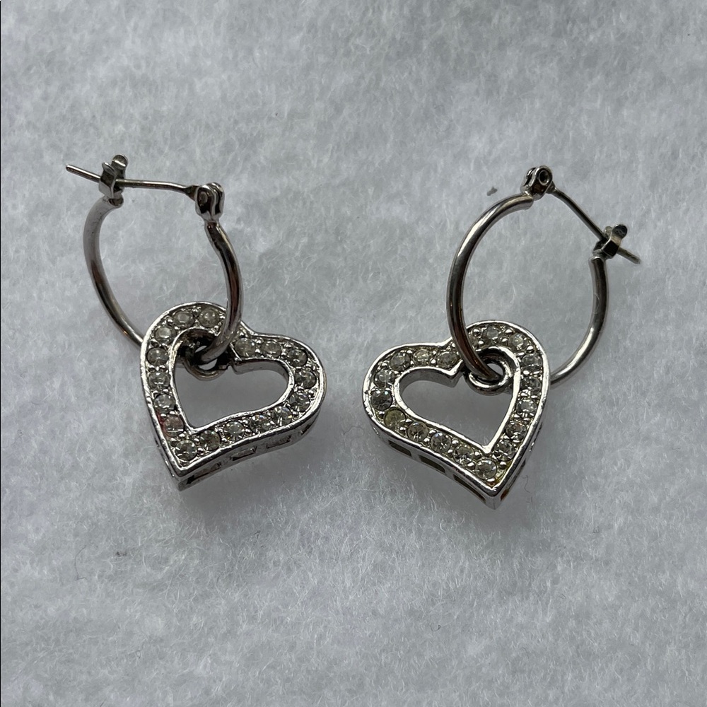 Sparkling Silver Heart Earrings